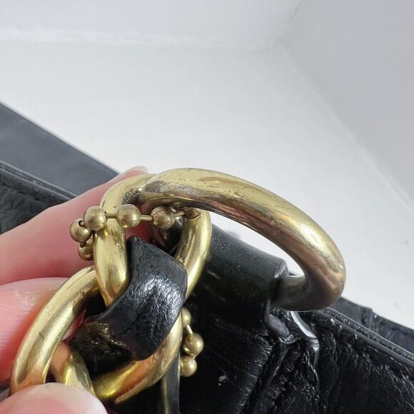 Coach Madison Black Leather Tote Bag Shoulder Bag Gold Chain Purse - Picture 11 of 12